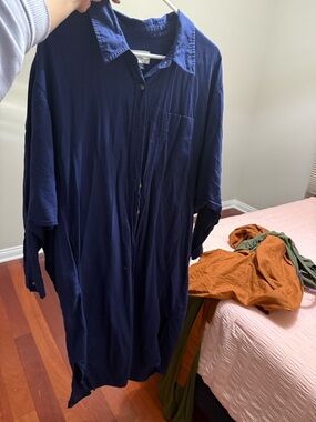 Universal Thread Deep Navy Longline Lightweight Shirt Jacket